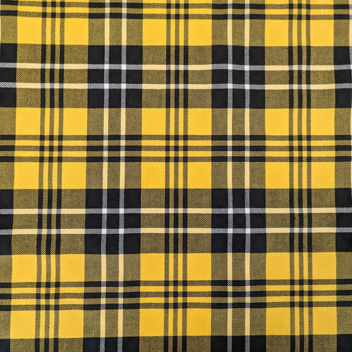 Yellow, black, and white plaid wool fabric, 145 cm wide.