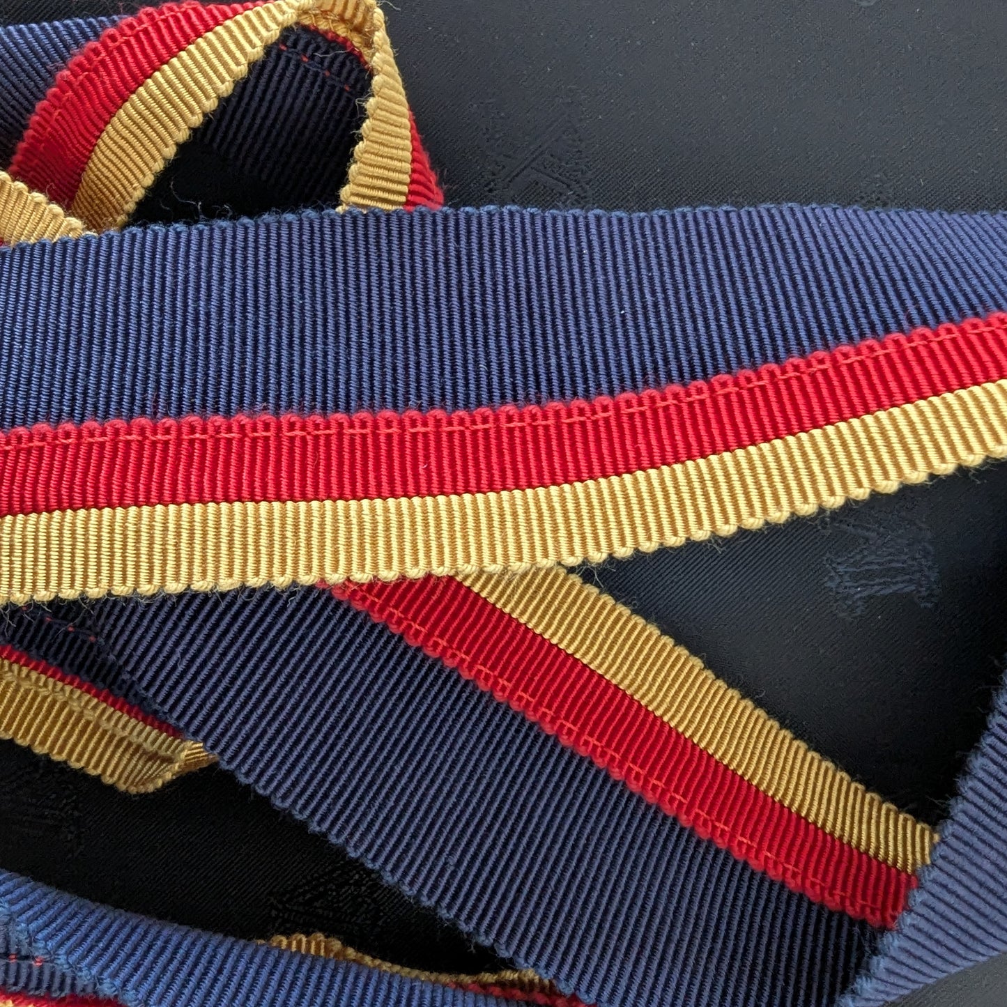 Ribband, Hochwertiges Ripsband, Blau-Rot-Gelb · 3,5×100 cm