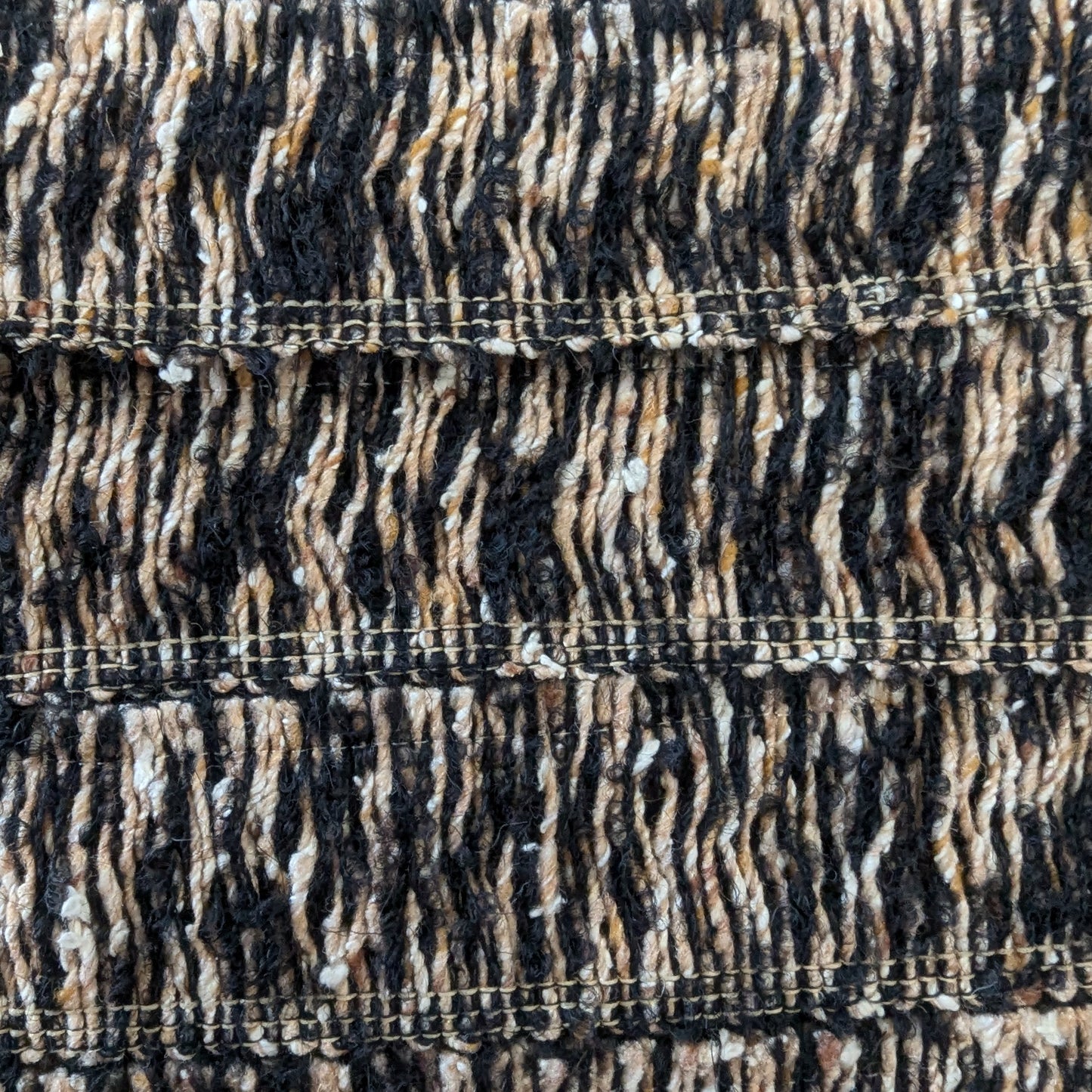 Gucci deadstock tweed trim, black and beige textured woven fabric, 100 cm.