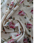 Deadstock Crepe de Chine Seide, – Elfenbein Blumenprint (Breite 140 cm) (SEI101R)
