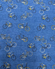 Designer unbekannt* – Deadstock Baumwollpoplin Blau Fahrräder | 160 × 140 cm | S12X1X08