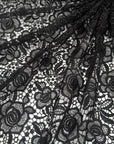 Designerstoff – Deadstock Polyamid Macramee Spitze Schwarz Rosenmuster | 86 cm | M2X1X18