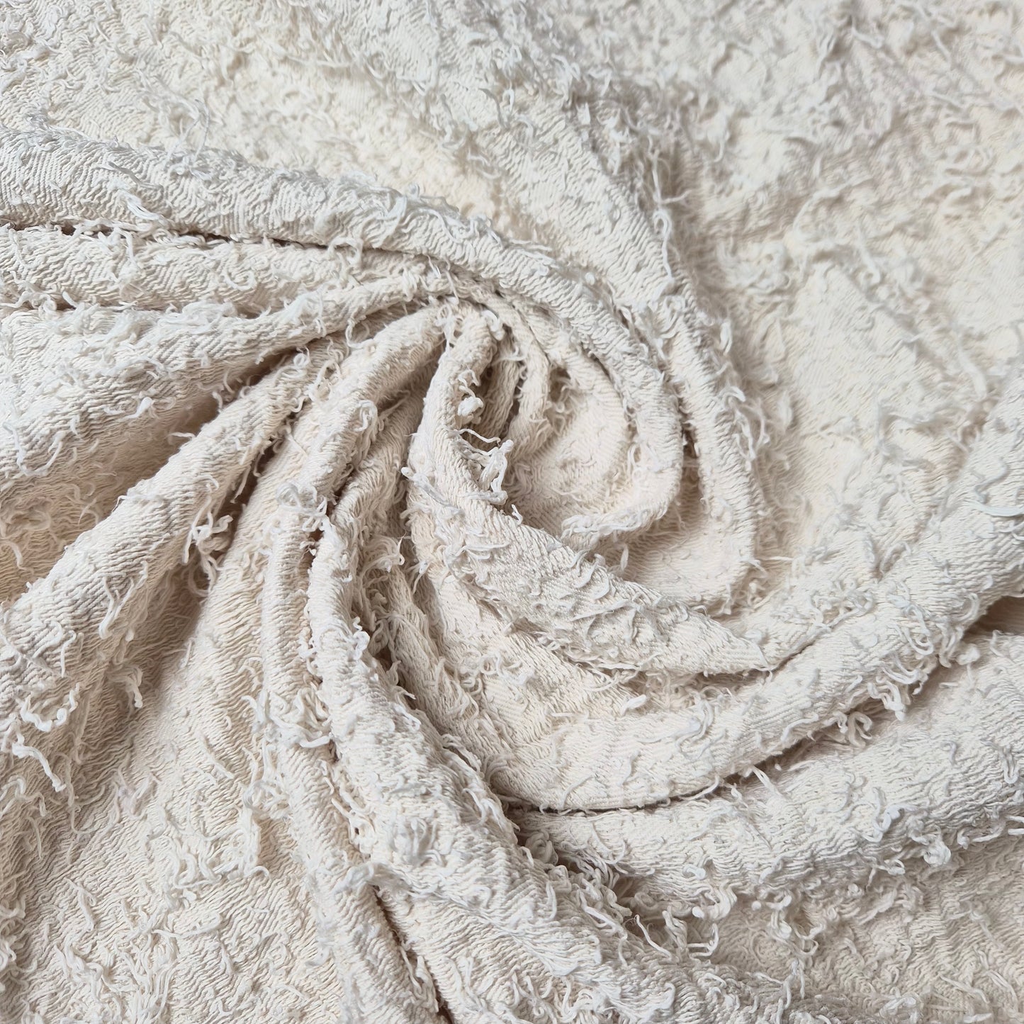 Meterware · Denim · Fuzzy · Baumwolle · Uni · Naturweiß · 147 cm