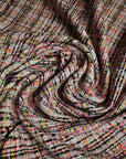 Deadstock Tweed Baumwollmix – Pantone-Farbton Whisper White Rosa-Neon-Gelb-Schwarz mit Lurex (Meterware, Stoffbreite 150 cm) (M9X4X13)
