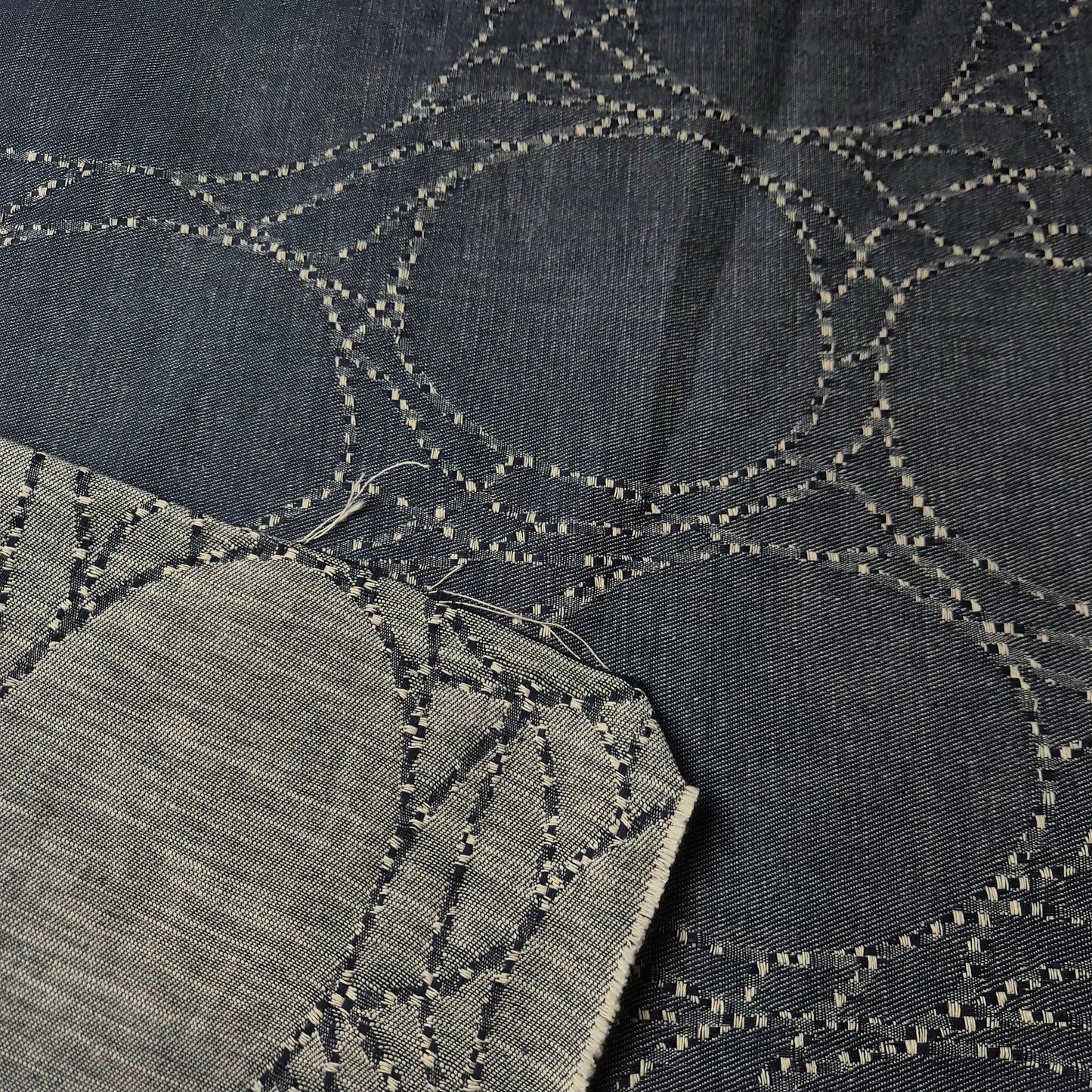Meterware · Denim · Bestickt · Baumwolle · Abstrakt · Blau · 155 cm · 230 g/m²