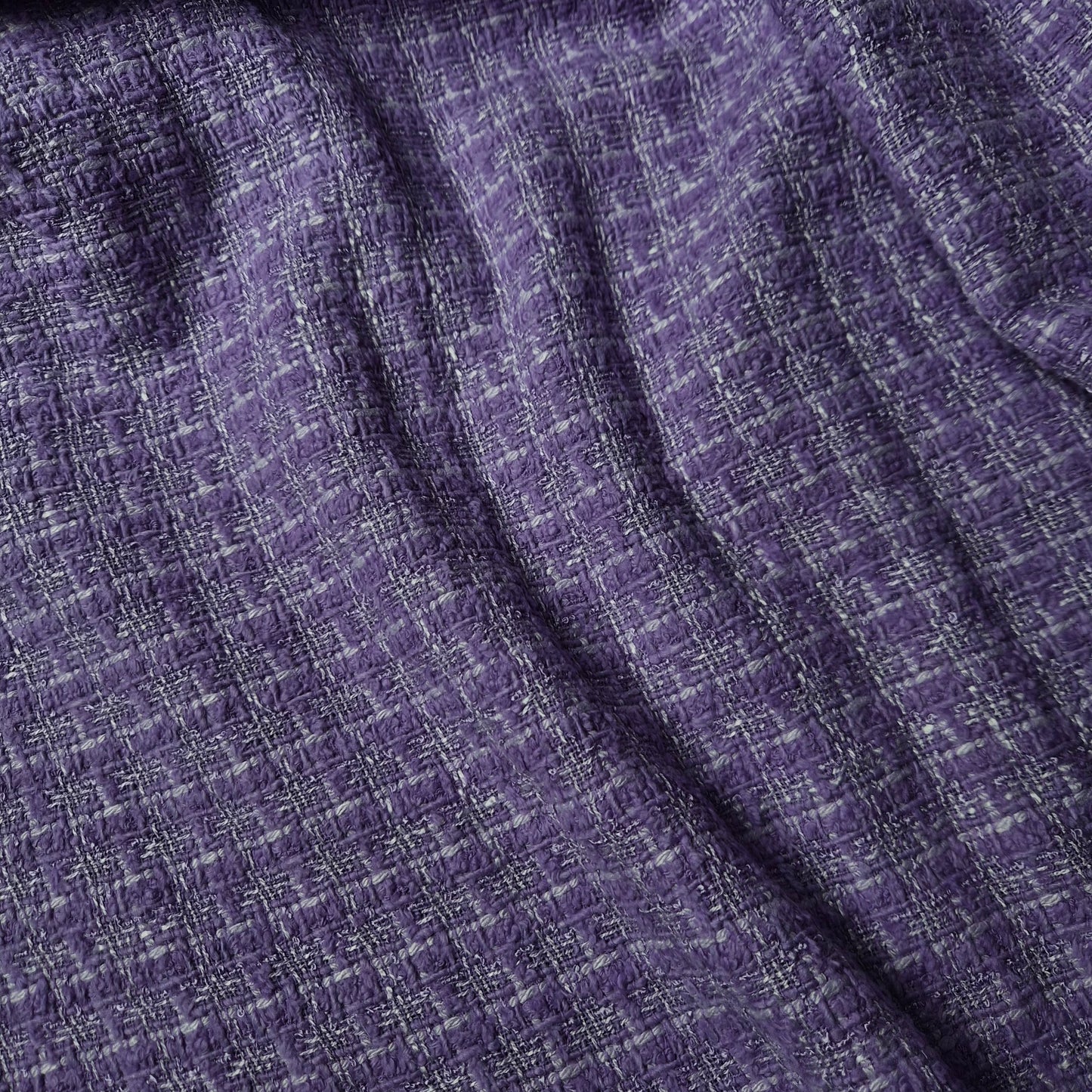 Tweed · Baumwolle, Viskose, Lurex · Kariert · Bougainvillea · 140 cm × 140 cm · Einzelstück