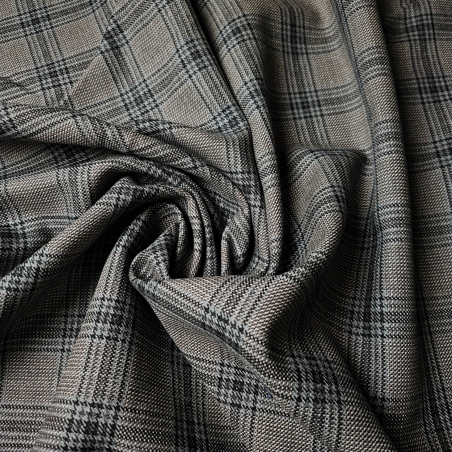 Anzugstoff · Wolle · kariert · Pantone Gull · 150 cm · Meterware