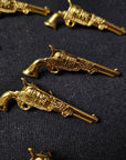 Deadstock Set aus zwei echt vergoldeten Pistolen-Pins – ca. 1,5 × 5 cm (S1X1X010)