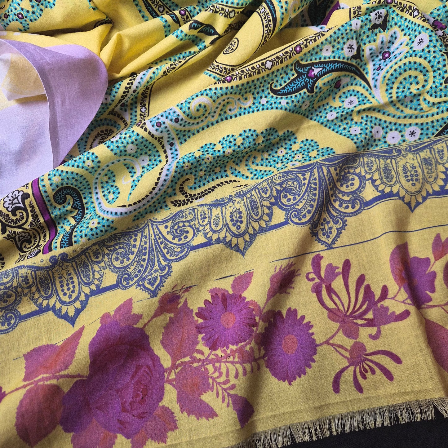 Schal · Seide, Viskose · Paisley · Mehrfarbig · 195×115 cm · Einzelstück