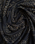 Deadstock Viskosejersey Jacquard, G*cci – Schwarz mit goldenem Lurex-Schlangenmuster (Breite 147 cm) (M1X2X08)