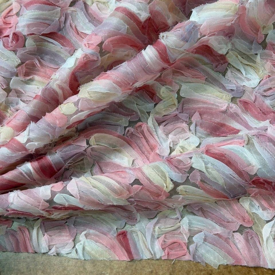 Meterware · Tüll · Tüllstickerei · Polyester · Pastelltöne · 130 cm