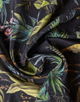 G*cci – Chiffon Seide Basisfarbe Schwarz Tropenprint | 200 × 145 cm | S5X2X017