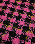 Deadstock Meterware Tweed – Super Pink Wolle kariert Lila-Meliert, V*rs*ce (Stoffbreite 150 cm) (M9X4X6)