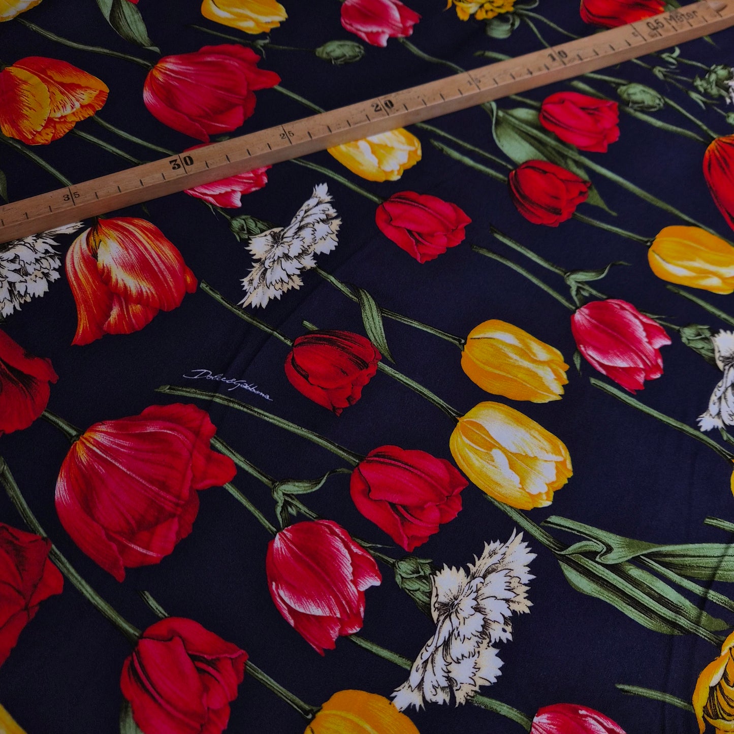 Meterware · Jersey · Baumwolle · Floral · Pantone Naval Academy · 140 cm · 220 g/m²