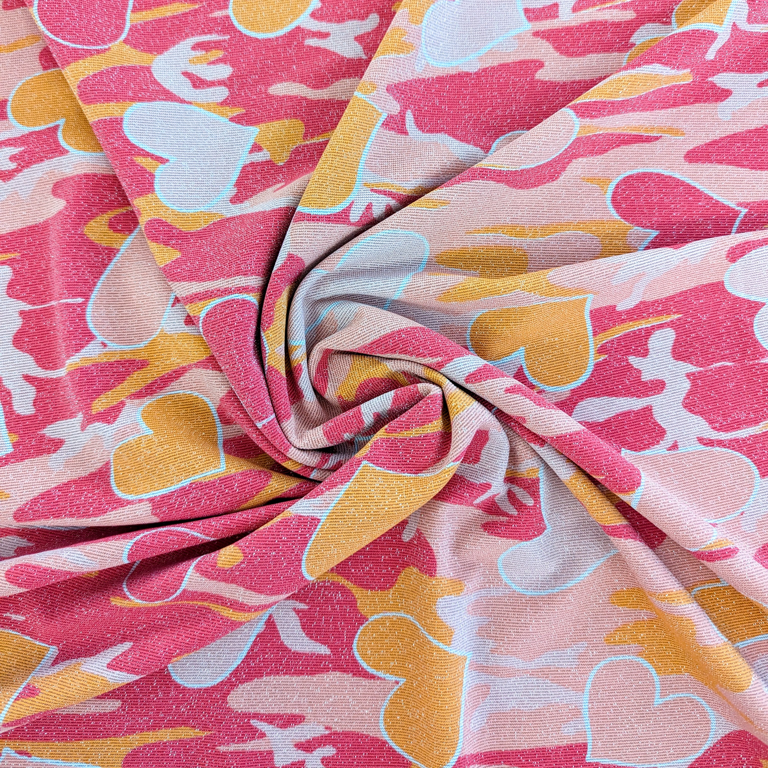 Pink Camouflage Glitzer Lycra 50 cm x 160 cm