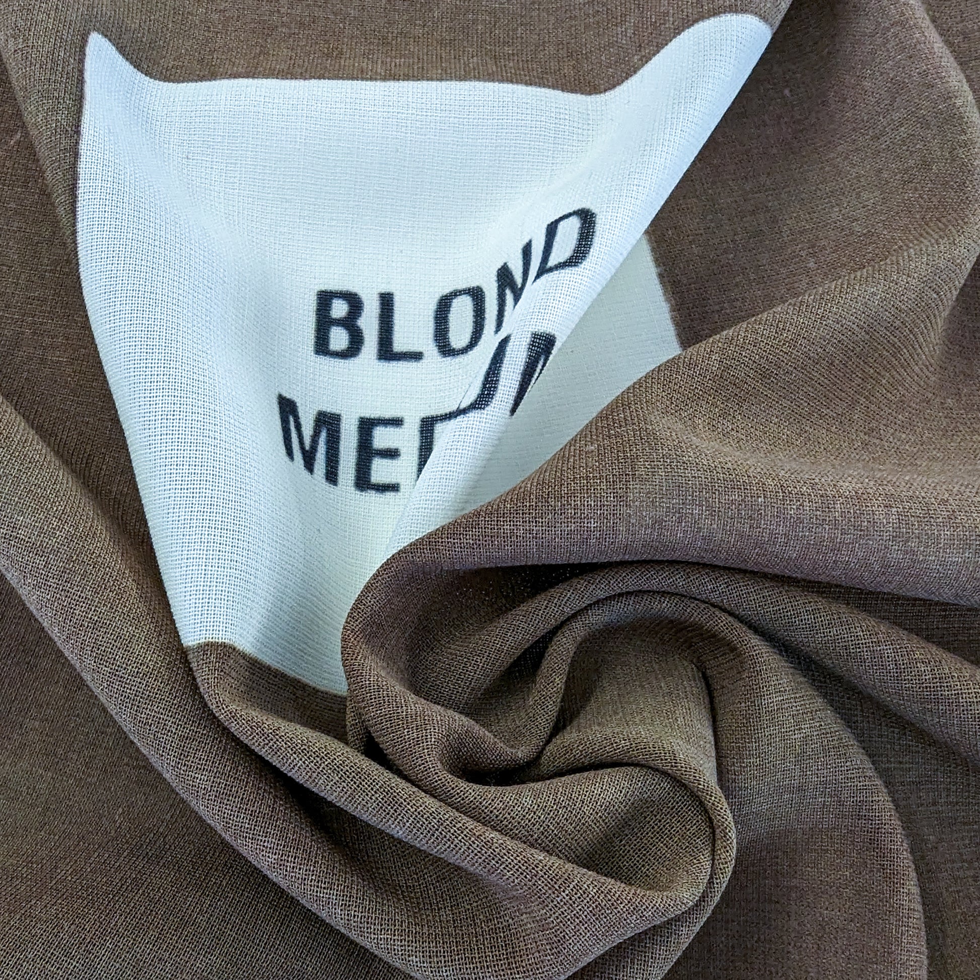 Celine deadstock Blonde Medium wool jersey fabric, 160cm wide, with text detail.