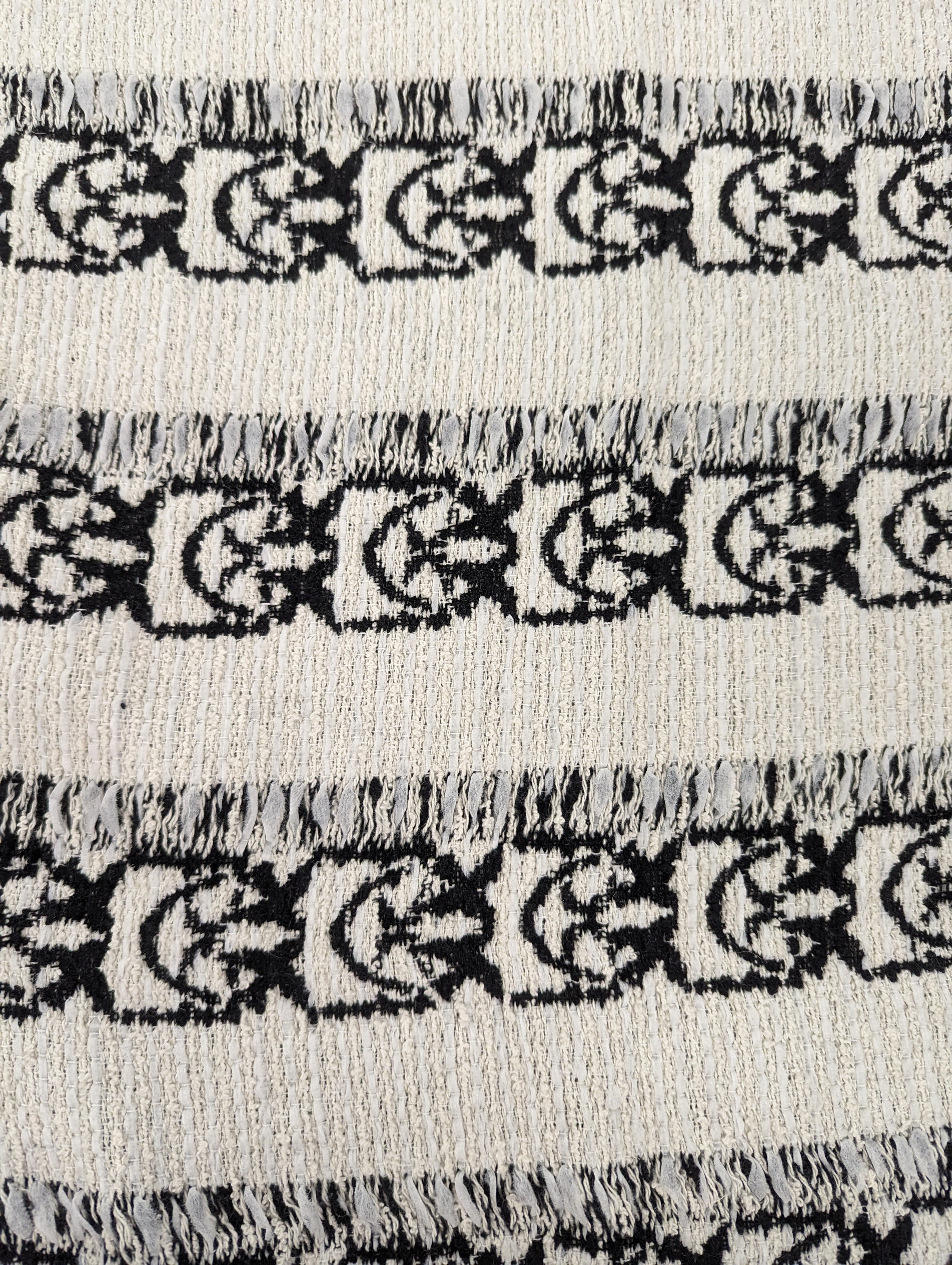 Pinko Tweed schwarz weiß mit Love Birds Baumwolle 50 cm x 150 cm