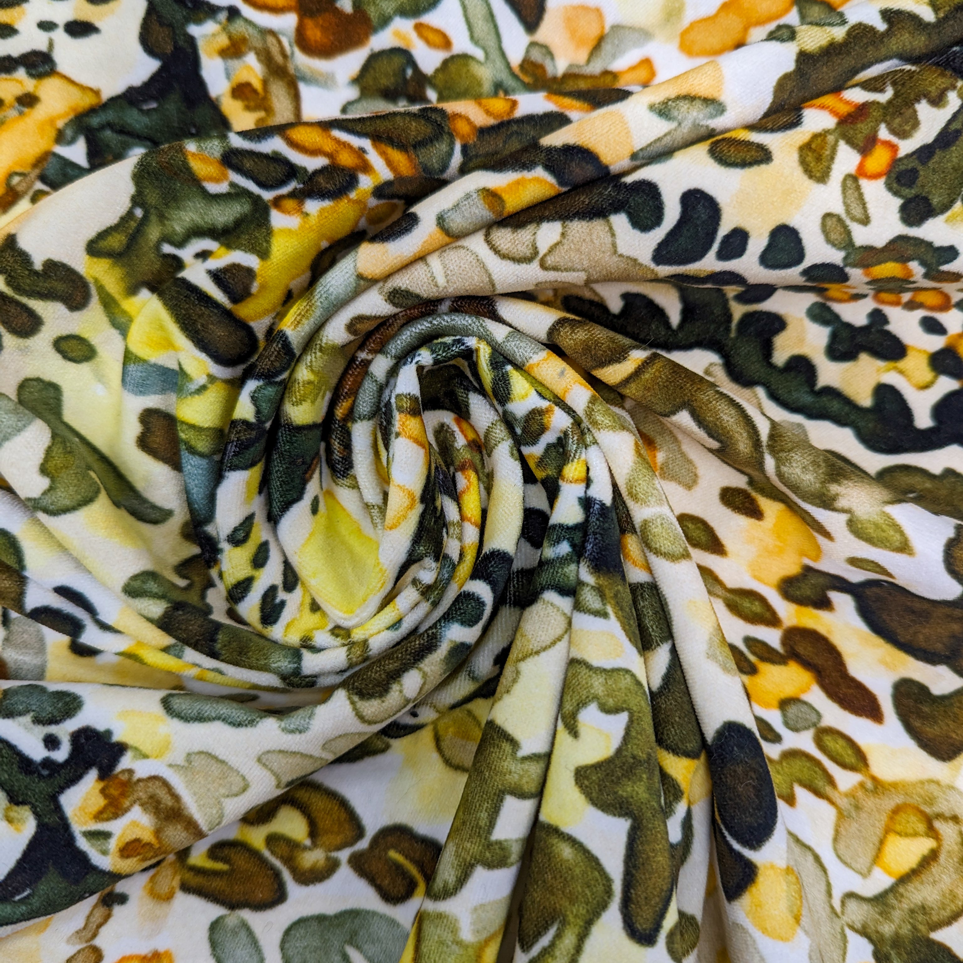 Baumwollsamt Roka mit Impressionistischem Print 50 cm x 140 cm