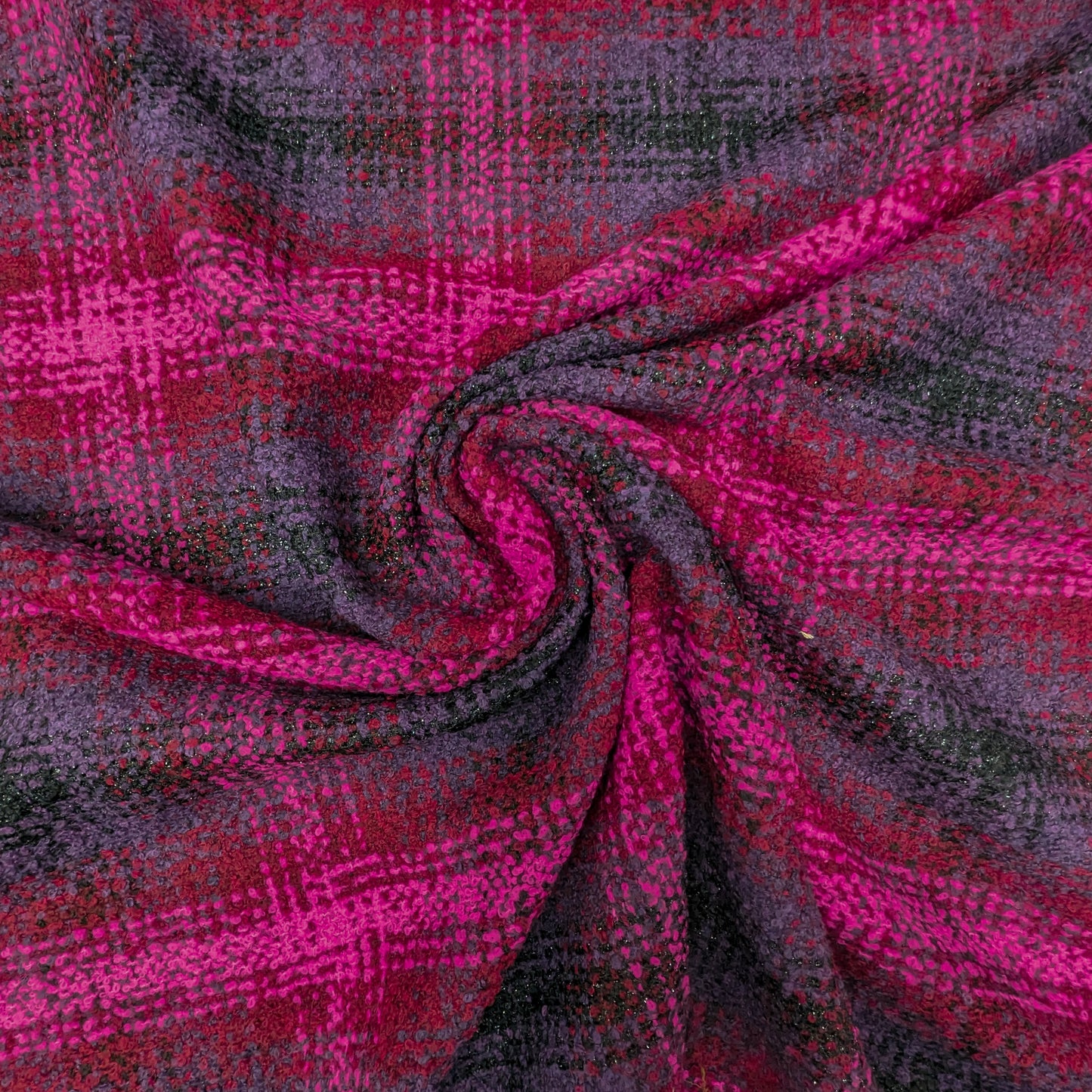 Tweed · Wolle · Kariert · Lila pink · 210 cm x 150 cm · 300 g/m² · Einzelstück