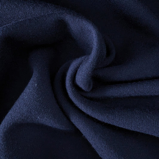 Meterware · Sweat · Baumwolle, Wolle, Seide · Uni · Dunkelblau · 150 cm
