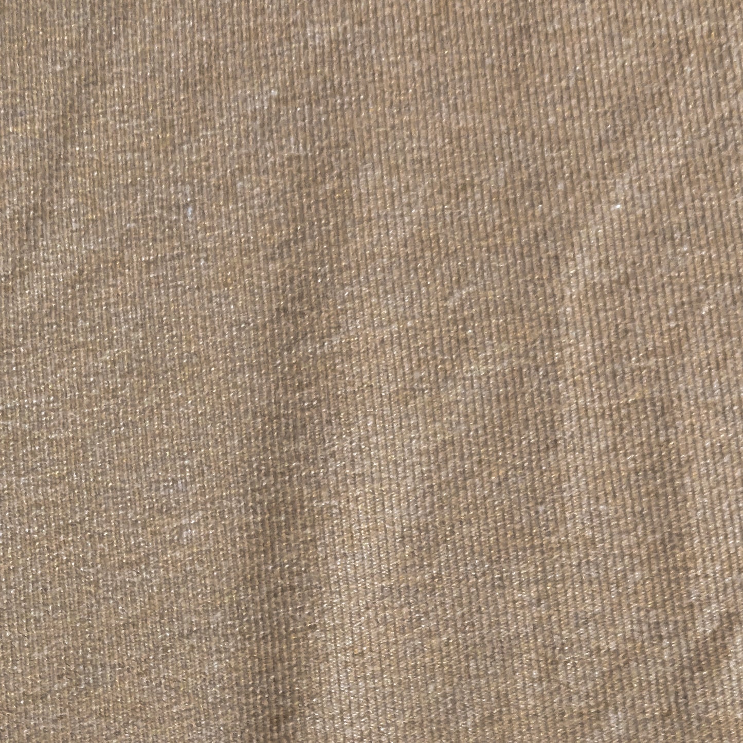 Close-up of soft camel cotton-cashmere rib jersey fabric, showing its subtle ribbed texture.