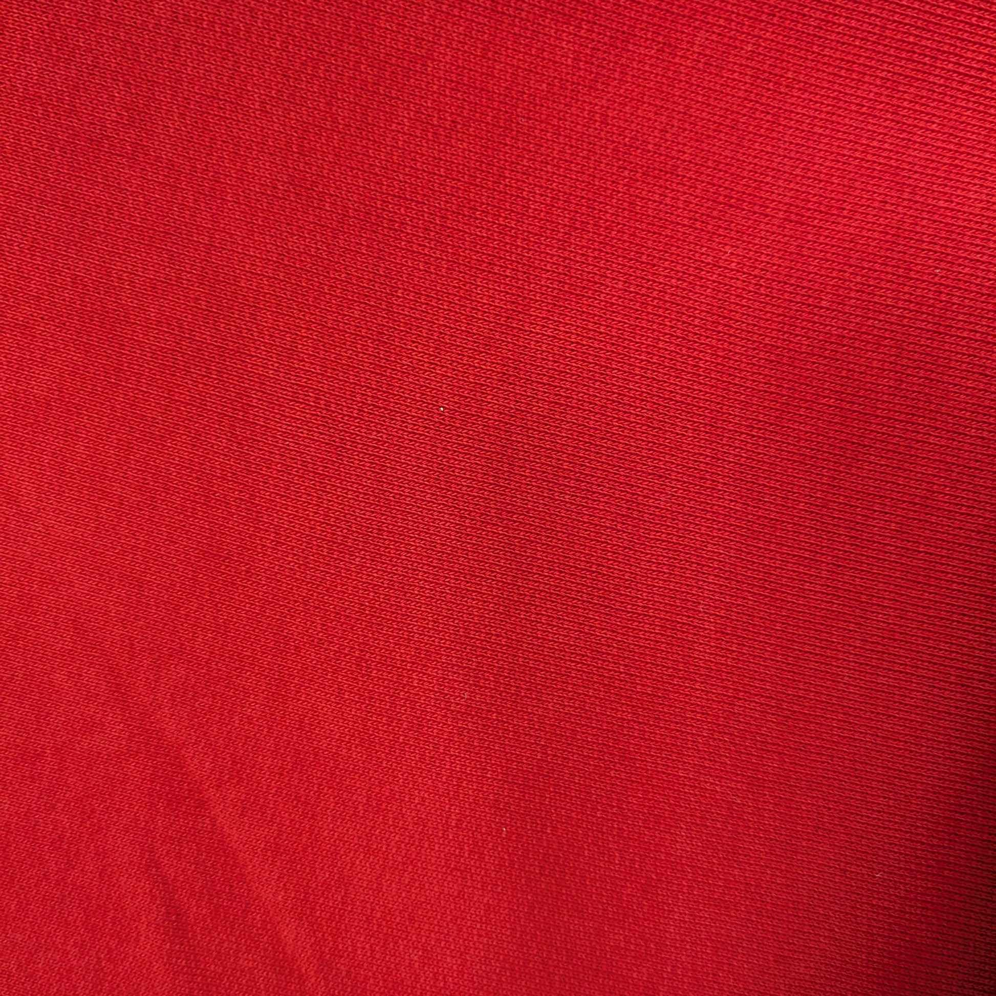 High-quality tomato red C*line deadstock cotton sweatshirt fabric with a subtle sheen.