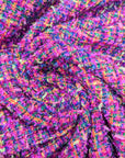Deadstock Meterware Tweed Bouclé – Rose Violet Neonfarben Multicolor, L*nton Tw*ed (Stoffbreite 150 cm) (M9X2X2)