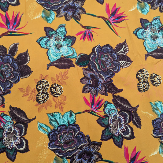 Fallschirmseide · Kunstfaser · Floral · Pantone Cadmium Yellow · 140 cm · 100 g/m² · Meterware