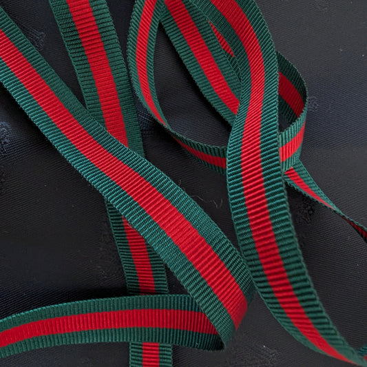 Ribband, Hochwertiges Ripsband, Rot-Grün · 1×100 cm