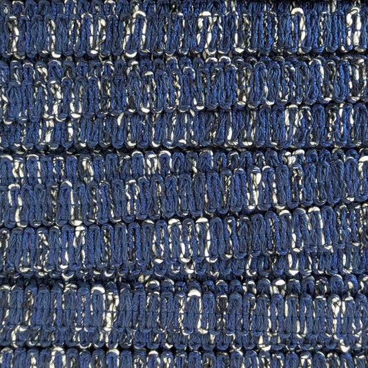 Gucci deadstock trim tweed, classic blue and white woven fabric, 100 cm length.