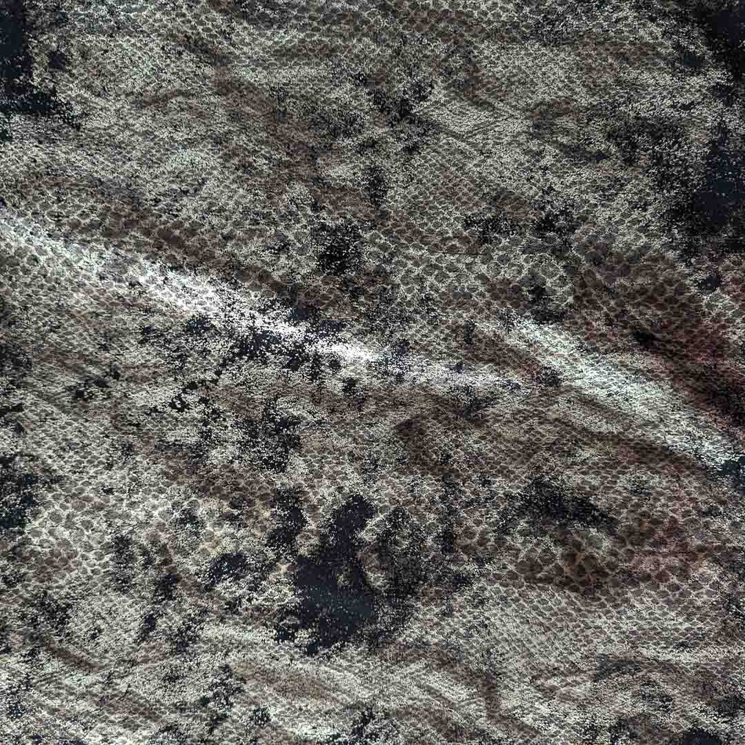 Gold snake-embossed leather, 300 cm single piece, with a textured, metallic finish.