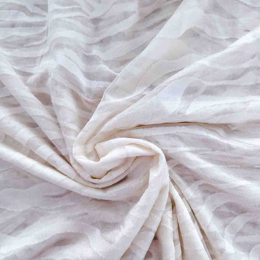 Creme-weiß deadstock Ausbrenner fabric with a subtle, semi-transparent zebra pattern, 150x170cm.