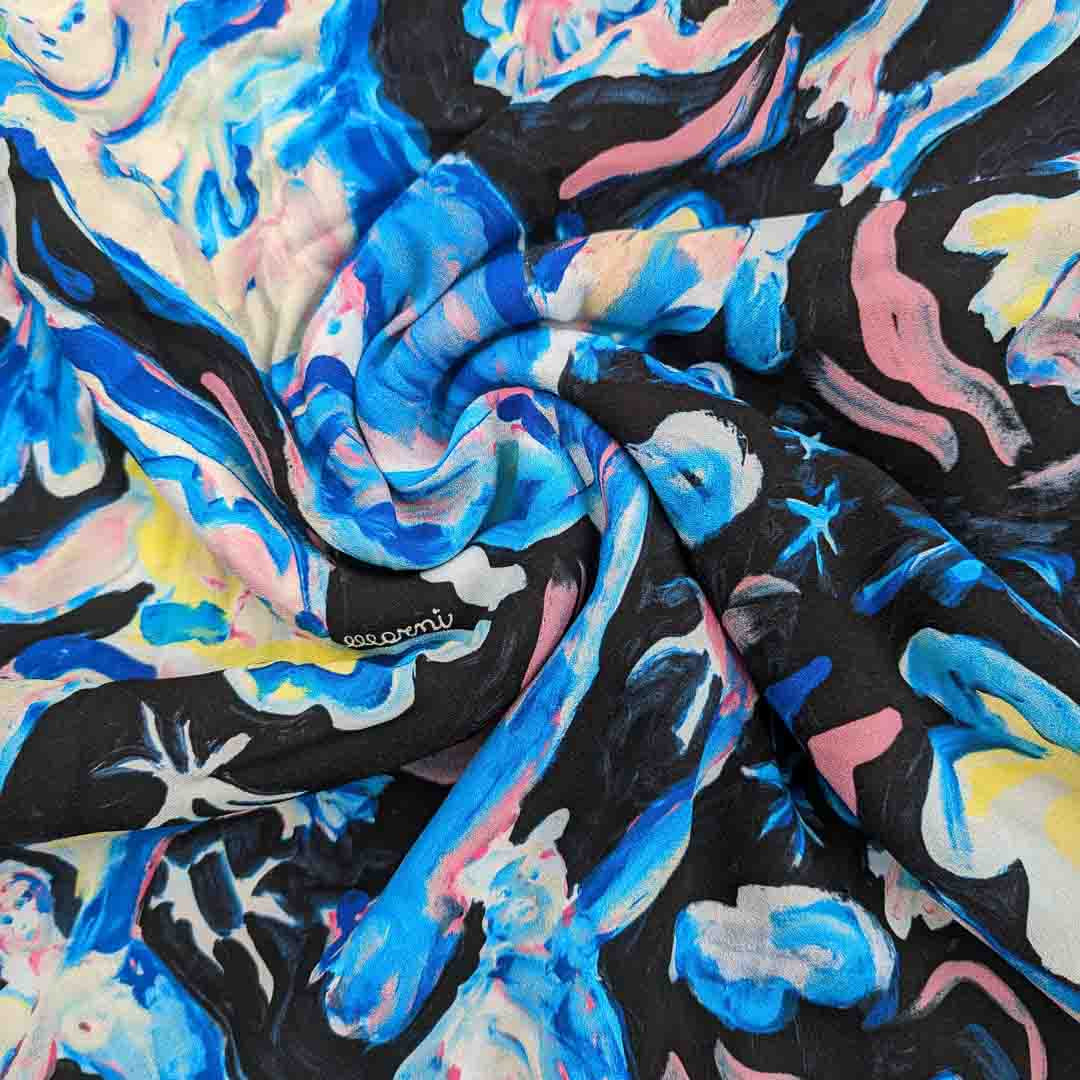 Blaue Kunst - Seide 70 x 50 cm Instalive No 9