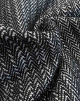 Haute Couture Schwarz-Silber Fischgrät Tweed 150 cm x 160 cm