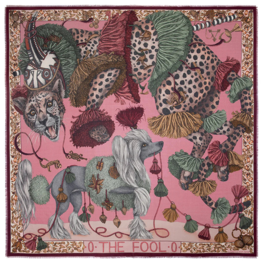 Schalpanel · Wolle, Seide · Bildmotiv · Beerentöne · 140×140 cm · Schalpanel
