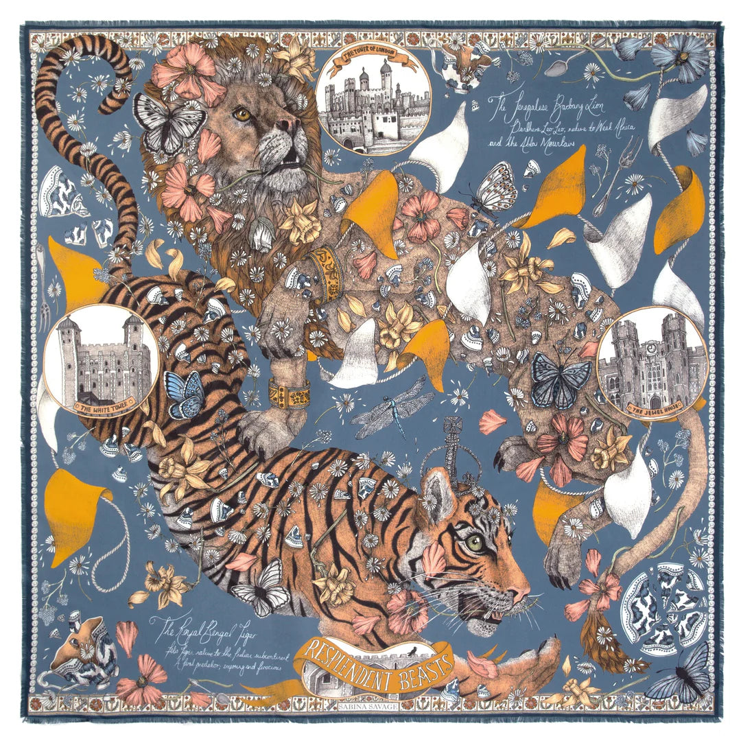 Twill · Seide · Bildmotiv · Petroltöne · 140×140 cm · Schalpanel