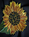 L7X5X021 Patch Sonnenblume gestickt mit Perlen 15 cm x 15 cm