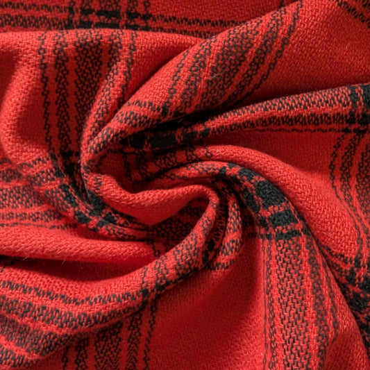 Tweed · Baumwolle · Kariert · Rot und Schwarztöne · 150 cm · 280 g/m² · Meterware