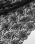 Designerstoff – Deadstock Polyamid Macramee Spitze Schwarz Rosenmuster | 86 cm | M2X1X18