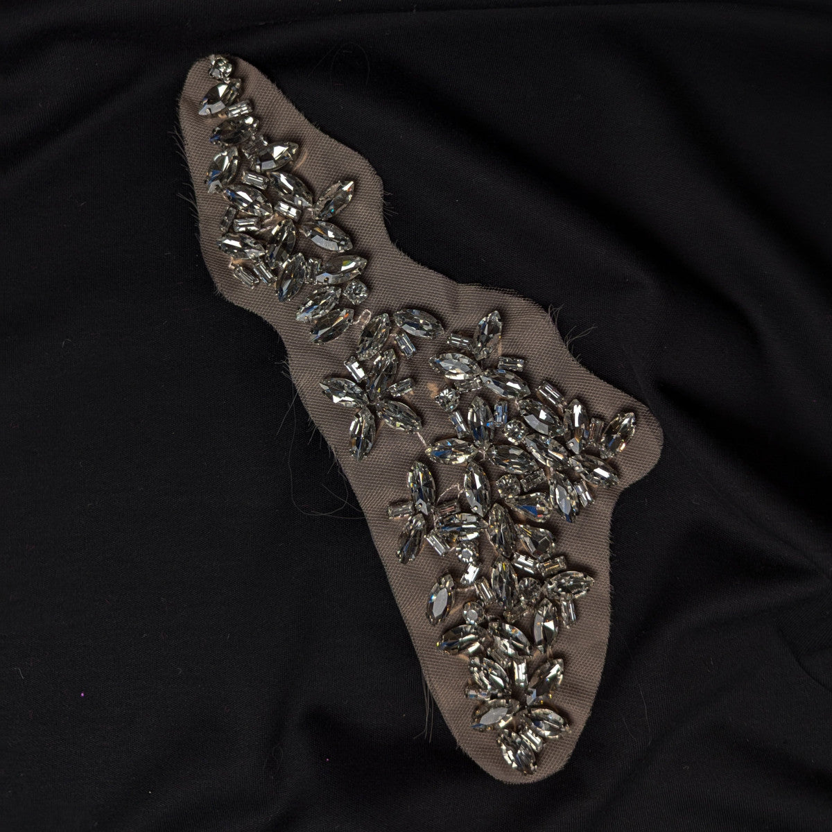 Dolce & Gabbana pink tulle patch with sparkling silver Swarovski crystal embroidery, 21 cm.