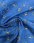 Designer unbekannt* – Deadstock Baumwollpoplin Blau Fahrräder | 160 × 140 cm | S12X1X08