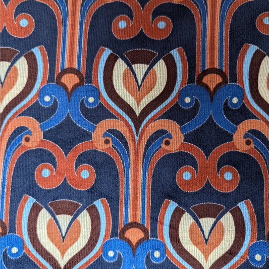 Einzelstück · Cord · Feincord · Baumwolle · Ornament · Pantone Navy · 270×150 cm · 210 g/m²