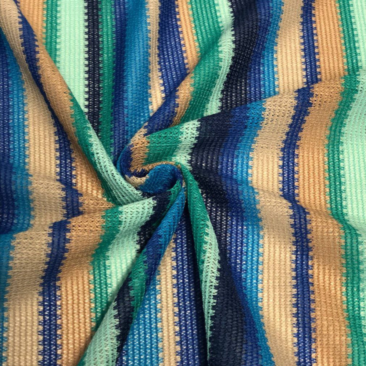 Grobstrick · Polyester · Streifen · Farbe: grün und blau · 165 cm · 180 g/m² · Meterware