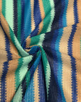 M*ssoni Designerstoff – Deadstock Polyesterjersey Blau-Grün Streifen | 165 cm | M2X5X3