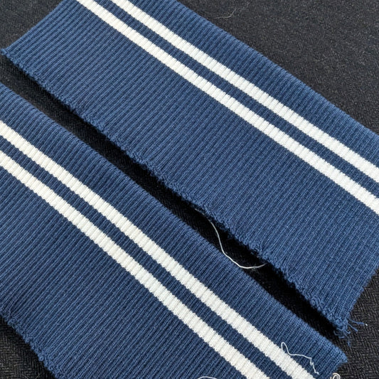 Paul Smith 17cm navy blue ribbed band with two white stripes, S7X5X025.