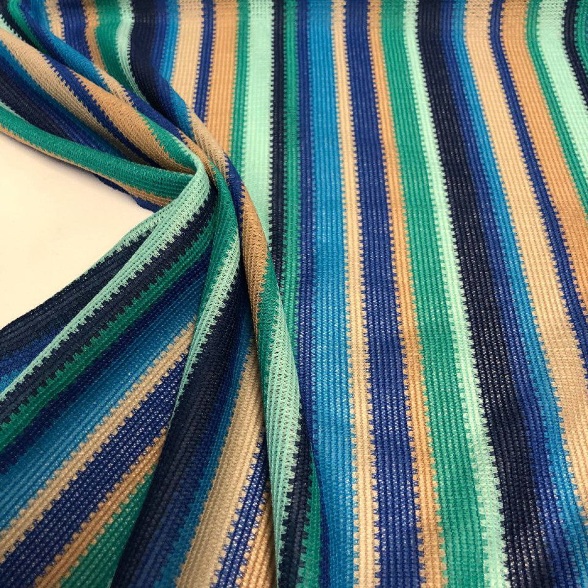 Grobstrick · Polyester · Streifen · Farbe: grün und blau · 165 cm · 180 g/m² · Meterware