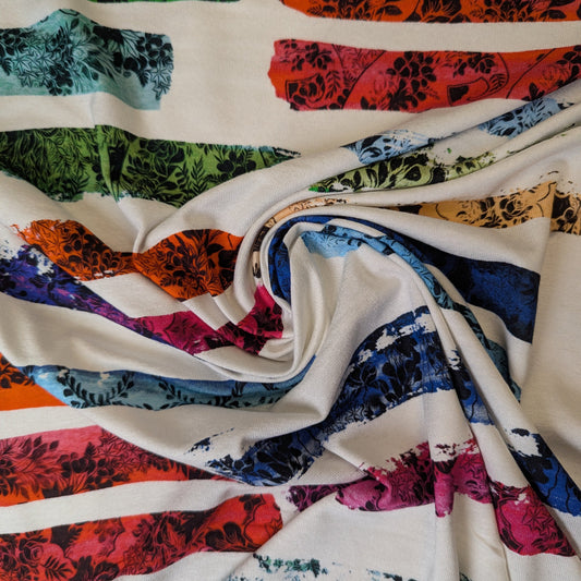 Jersey · Baumwolle · Streifen · Farbe: Weiß- und Bunttöne · 135 cm · 190 g/m² · Meterware