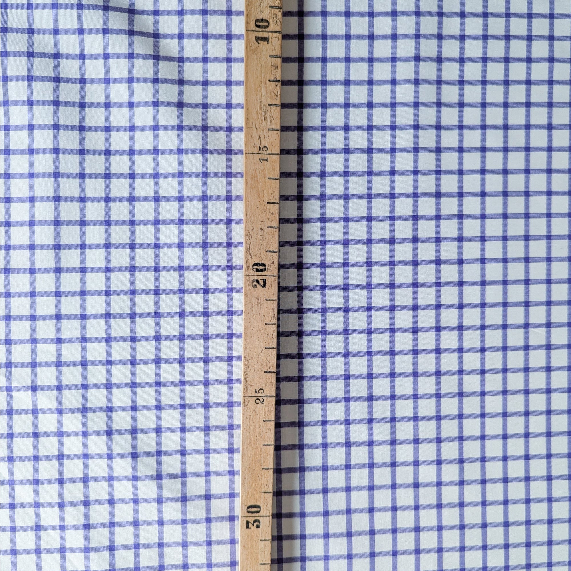 Etr* Designerstoff – Deadstock Baumwollpoplin Kariert Weiß-Lila Muster | 145 cm | M6X4X12