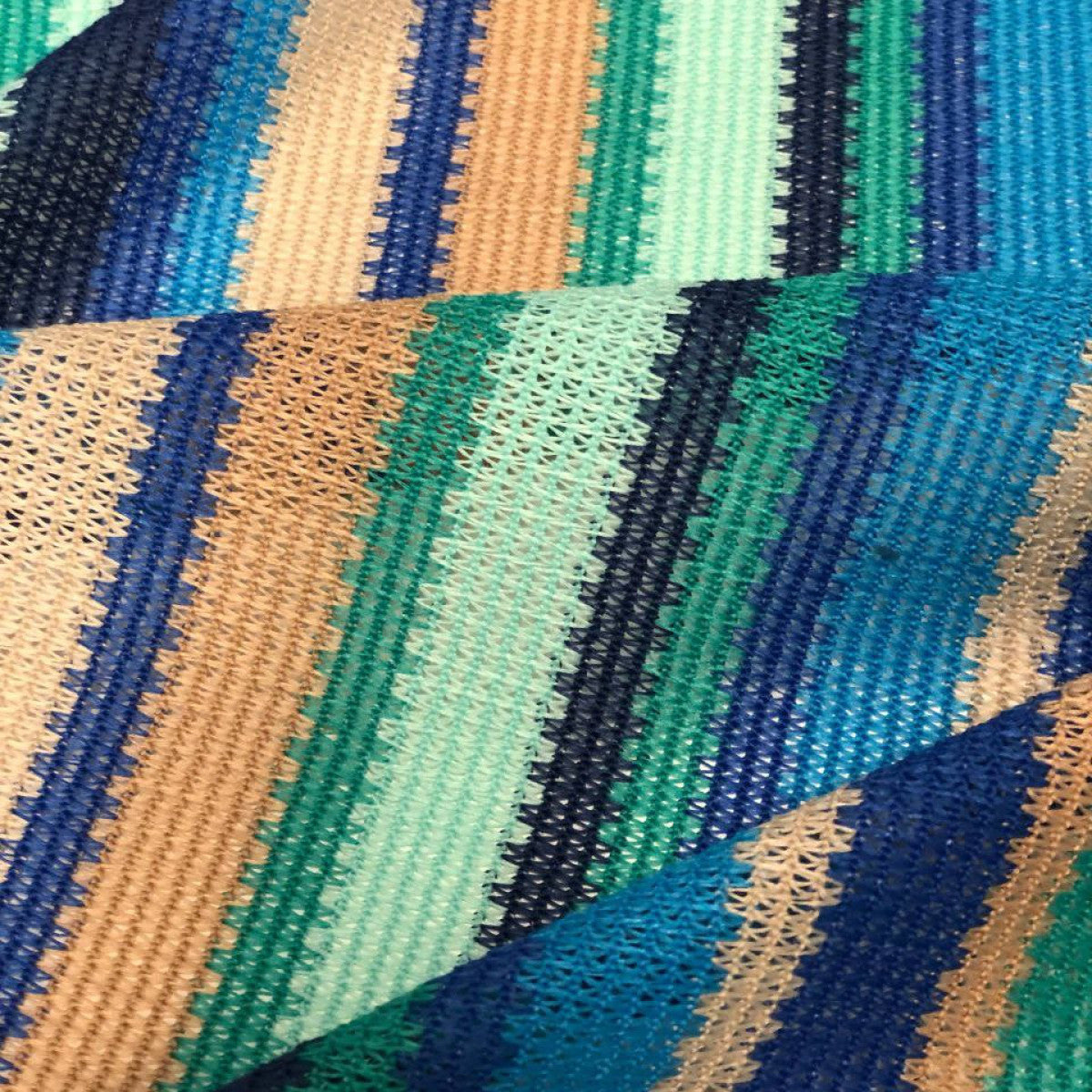 Grobstrick · Polyester · Streifen · Farbe: grün und blau · 165 cm · 180 g/m² · Meterware