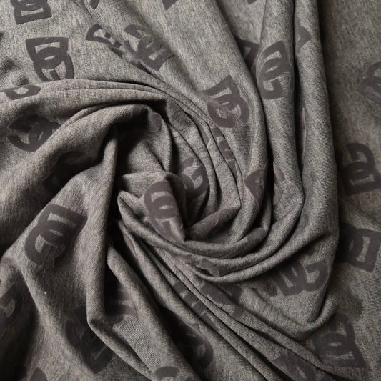 Jersey · Baumwolle · Logo · Grau meliert · 155 cm · Meterware